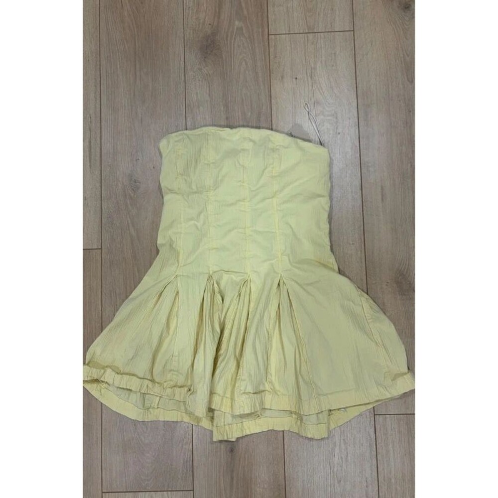 Free People Yellow Strapless Mini Dress Size XL